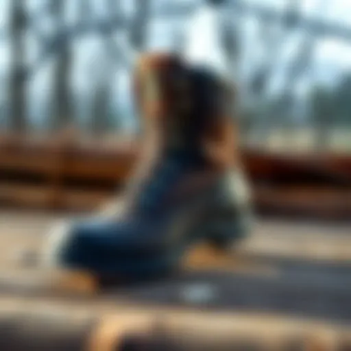 Herman Oak Dome Pro boots showcasing steel toe and logger cut heel design on a wooden surface