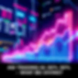 A graphic showing a rising chart indicating high trading volume in the crypto market, symbolizing investor interest and market activity.