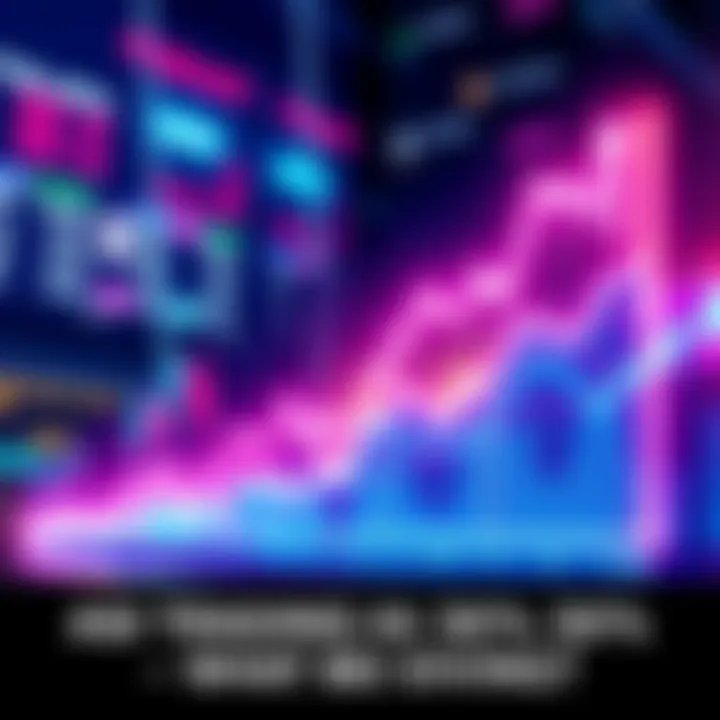 A graphic showing a rising chart indicating high trading volume in the crypto market, symbolizing investor interest and market activity.