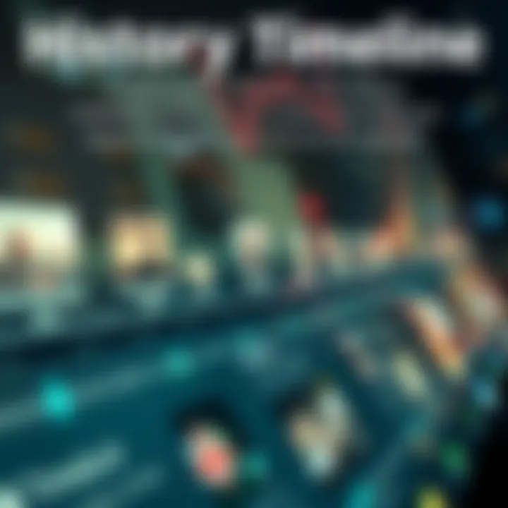 A timeline displaying significant historical events and their dates, illustrating how past moments influence the present.