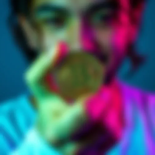 Person holding a Litecoin coin with a positive expression, representing long-term investment benefits