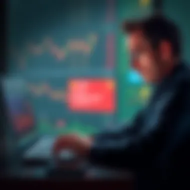 A worried person looking at a laptop screen displaying cryptocurrency exchange rates and security alerts