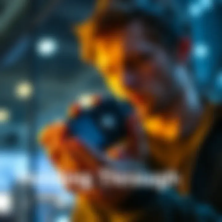A person contemplating whether to hold or sell assets while looking at a hardware wallet in their hand