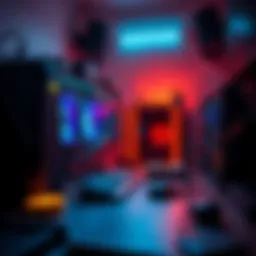 Home Bitcoin Mining Setup A person setting up a computer with graphics cards for Bitcoin mining at home