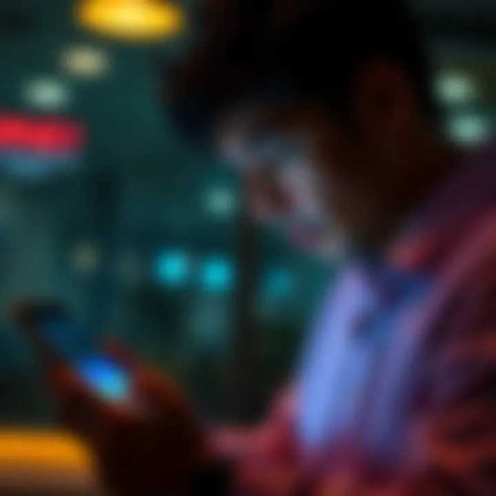 Person looking at survey results with concern Individual with a worried expression checking a survey platform on their device, reflecting on being banned for honesty