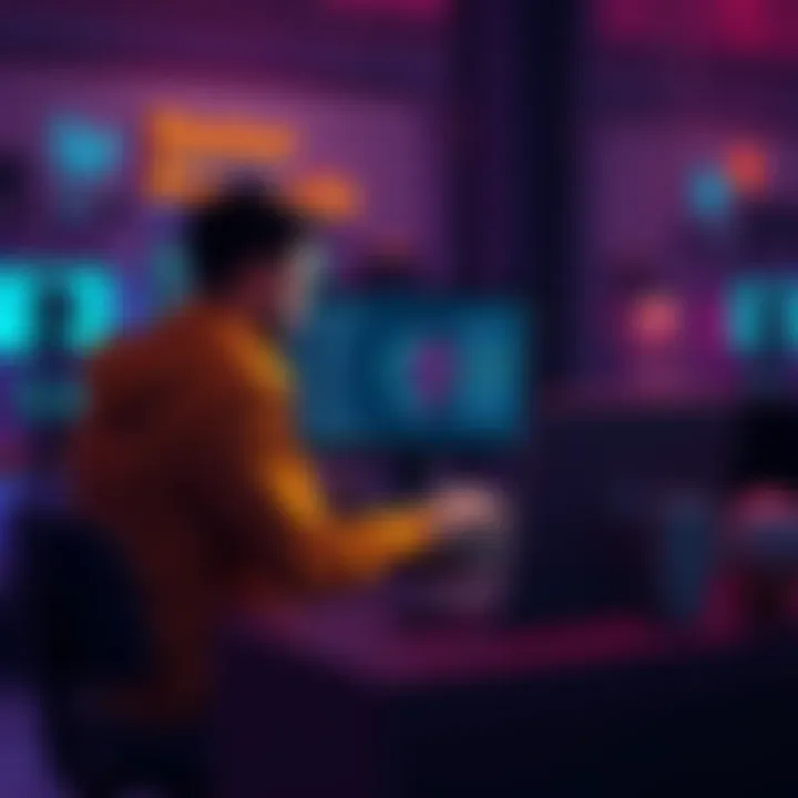 A person sitting at a computer, using Honeygain while connected to a VPN, showing data security and privacy.