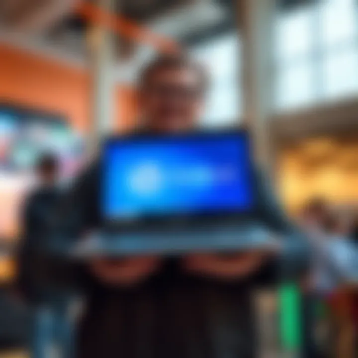 A Pi Network Mega Moderator proudly displays their new HP EliteBook after a successful transaction on GPM GlobalPiMarket.