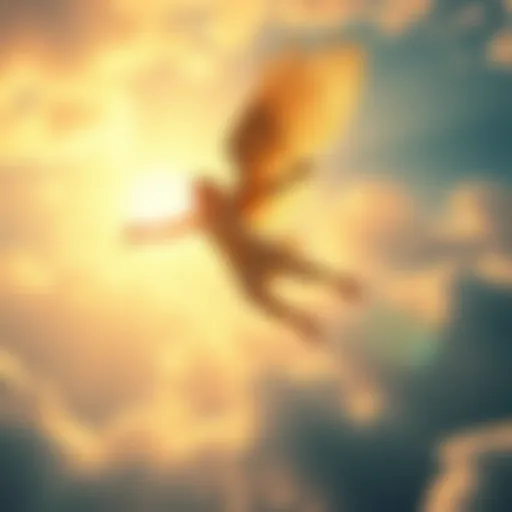 Icarus confidently soaring through the sky, symbolizing strength and determination on his journey.