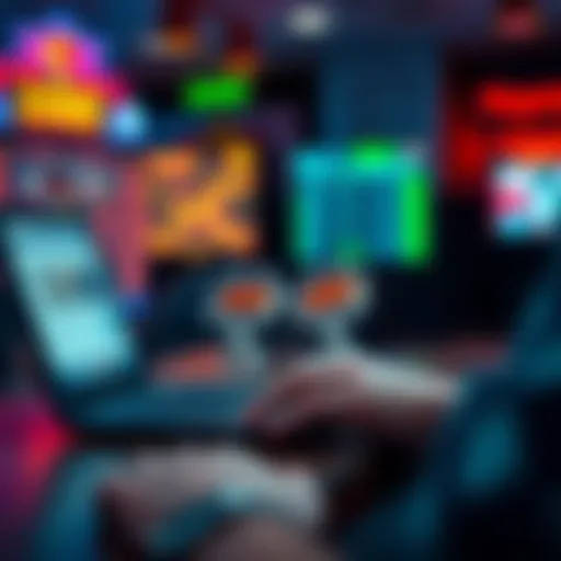 A person using a laptop with gambling websites open, and a blurred payment screen in the background, illustrating illegal gambling online.