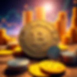 Visual representation of IMF logo with stablecoins and Bitcoin symbols, showing the connection between them