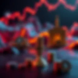 A visual representation of cryptocurrency affecting traditional banking, showing a balance scale with coins on one side and a bank on the other, symbolizing financial instability.