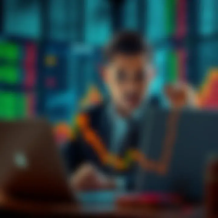 A businessman looking concerned while analyzing financial charts on a laptop, symbolizing market reactions to the 10-Q filing drop.