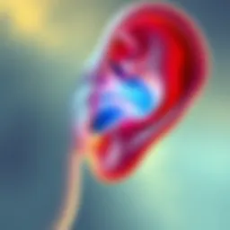 Illustration showing the incus bone in the ear, highlighting its role in sound transmission within the auditory system.