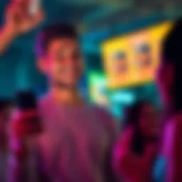 Influencer promoting a product An influencer engaged in a paid partnership, showcasing a product with enthusiasm to an audience on social media.