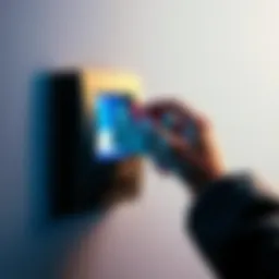 A person inserting a Revolut card into an electronic slot in a wall