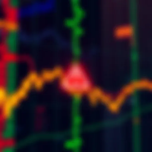 A stock chart showing a downward trend with a warning symbol, representing insider trading issues at Axiom Exchange.