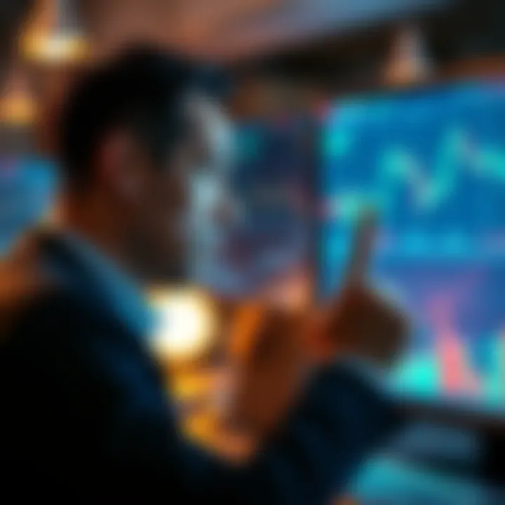 A businessman looking worried while examining stock market graphs on a computer screen, symbolizing insider trading issues in 2026.