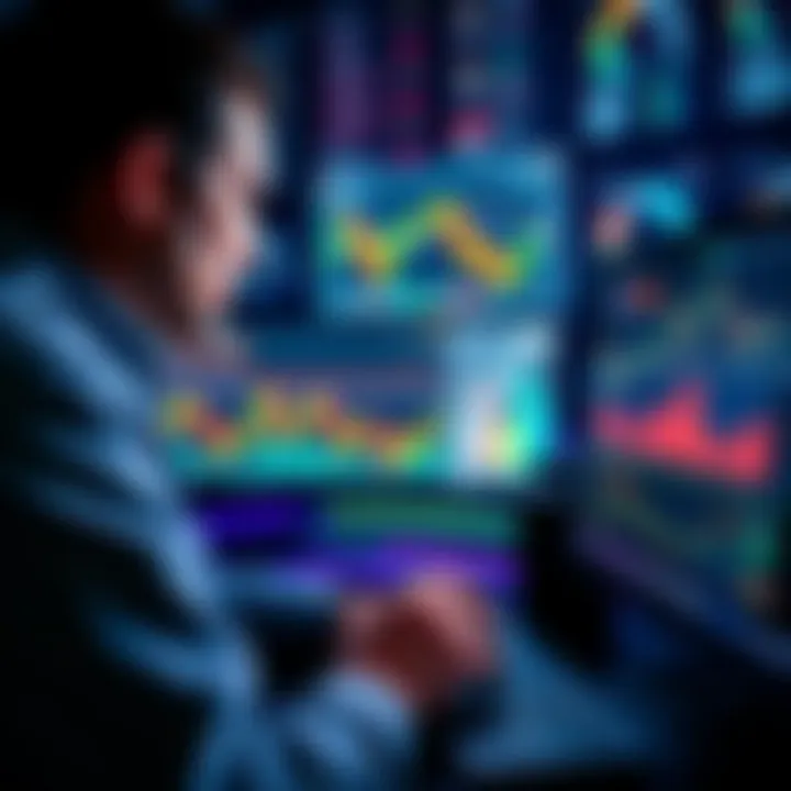 A person analyzing Bitcoin and crypto trends on a computer, with graphs and charts displayed, symbolizing investment strategies.