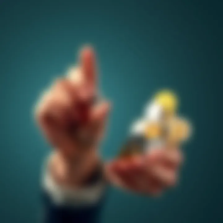 A person holding a single coin in one hand and a variety of coins in the other, symbolizing the choice between investing all in one cryptocurrency or diversifying.