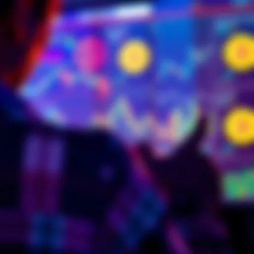 A person analyzing graphs and charts related to Layer 2 infrastructure investments in cryptocurrency, with symbols of tokens in the background