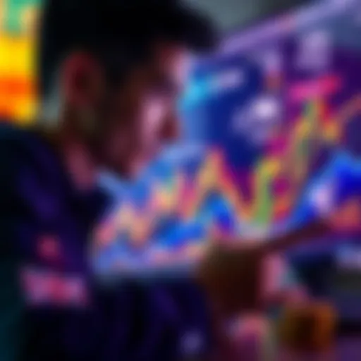 A person analyzing a chart with low-cap coins like SOU, considering potential investment opportunities