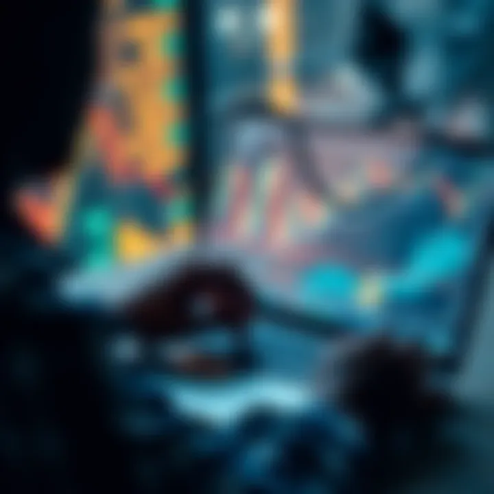 A person analyzing financial graphs on a laptop with Bitcoin and Ethereum symbols in the foreground, representing investment strategies.