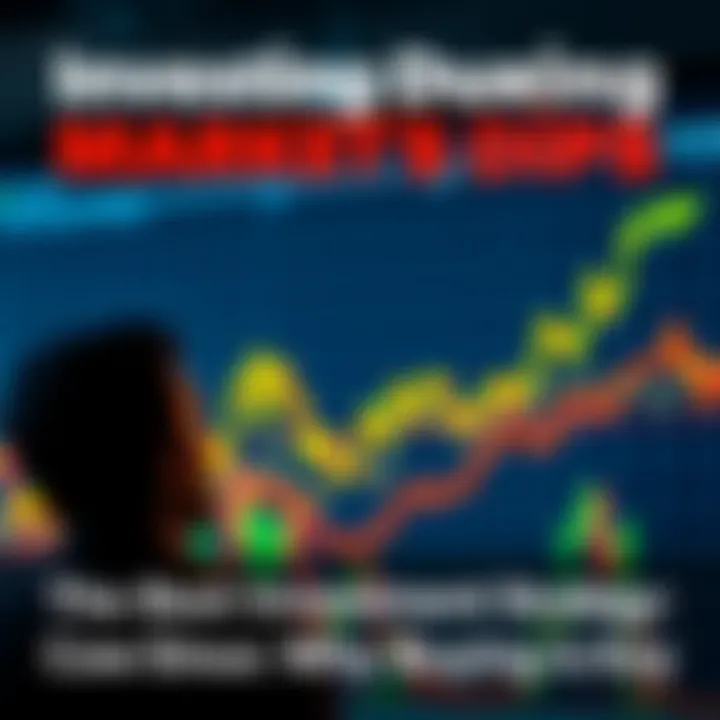 A stock market graph showing a downward trend followed by an upward recovery, with a person looking thoughtfully at the chart and considering investment options.
