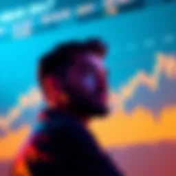 Visual representation of a person considering investment in HBAR cryptocurrency at $0.11 with a chart in the background