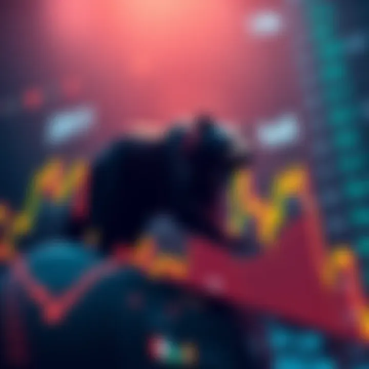 A graph showing fluctuating stock prices with a bear symbol, representing market downturns and potential investment opportunities.