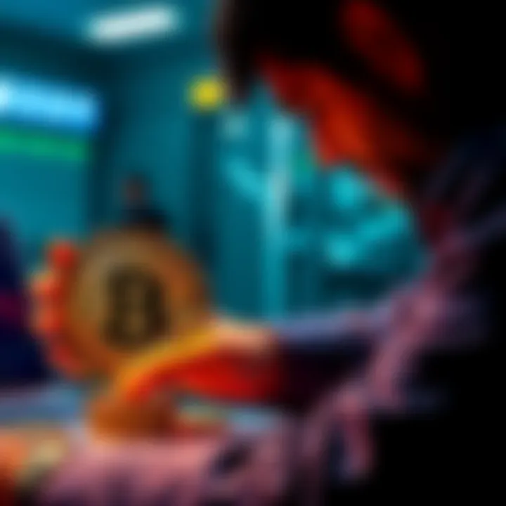 A person budgeting $50 weekly for Bitcoin investment, showing financial planning and cryptocurrency theme.