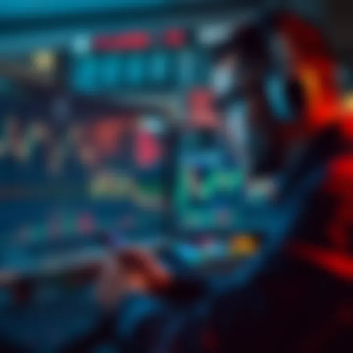 A trader examining cryptocurrency charts with 5x leverage indicators on their screen, focusing on Ethereum and Bitcoin