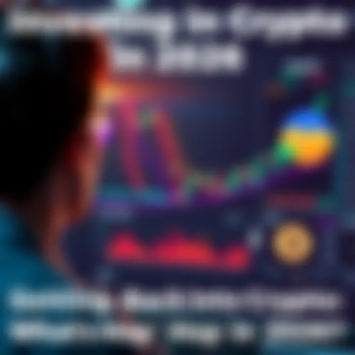 A person looking at a digital screen displaying cryptocurrency trends with various coin logos and charts, representing the current investment scenario in 2026.