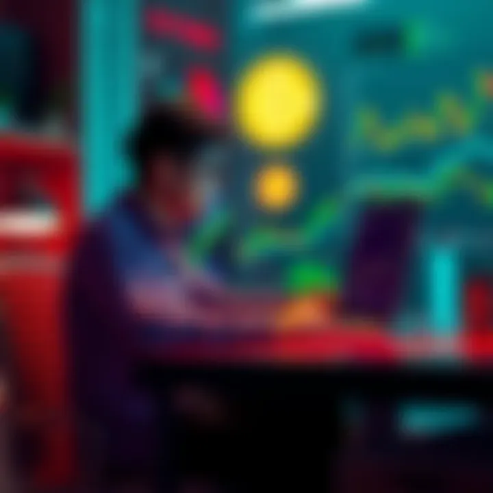 Investing in Cryptocurrencies A person sitting at a desk with a laptop, analyzing cryptocurrency charts and graphs, looking thoughtful about Bitcoin and altcoins like Ethereum and Cardano.