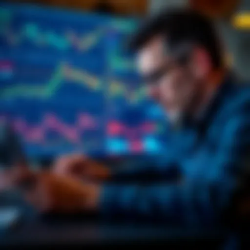 A person examining financial charts on a laptop, focusing on liquidity pools for passive income