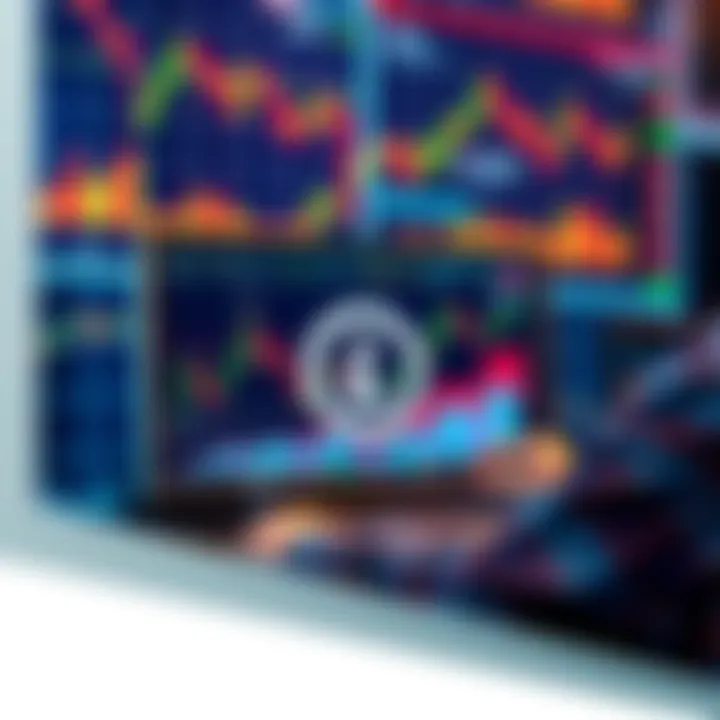 A person analyzing Litecoin investment trends on a computer screen with crypto charts and graphs in the background