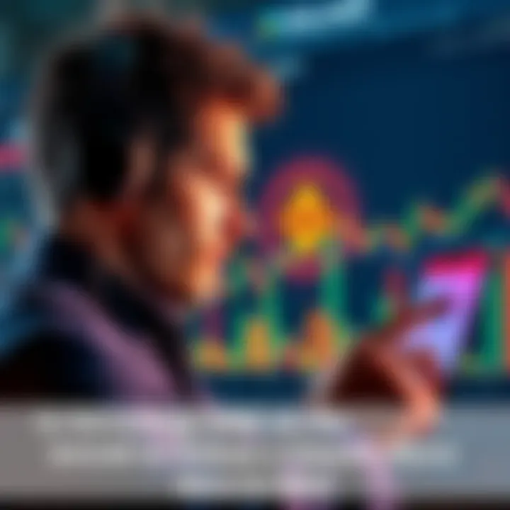 Investing in Solana A person analyzing cryptocurrency trends with Solana logo and investment charts in the background