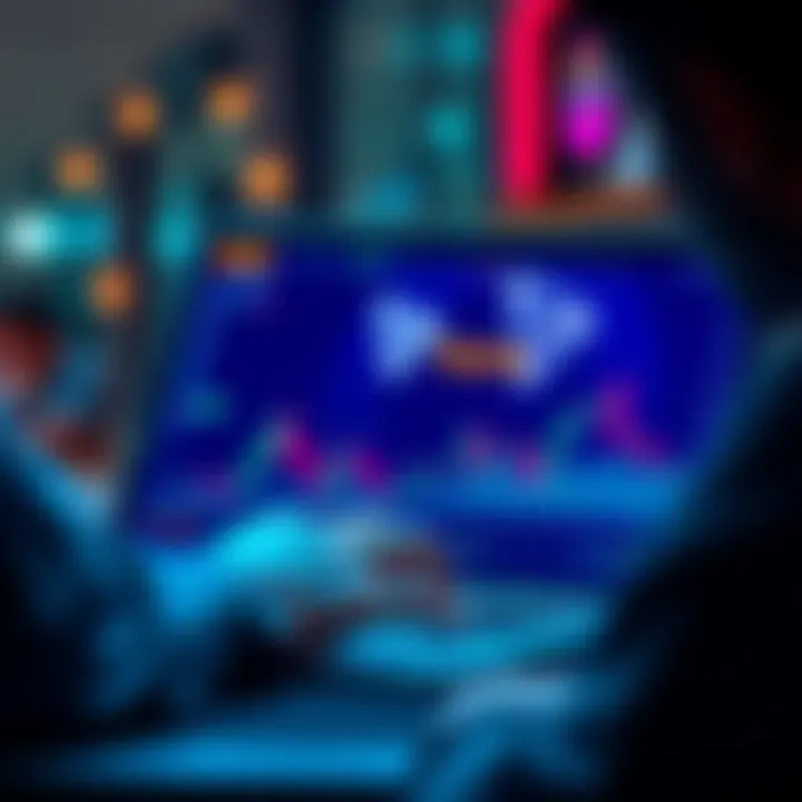 A person looking at cryptocurrency charts on a laptop with Tron logo in focus
