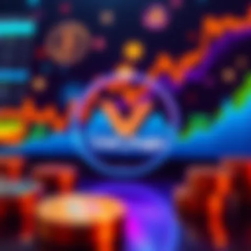 A graphic showing the VeChain logo with charts indicating investment growth and cryptocurrency symbols in the background.