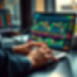 A person analyzing financial charts and graphs on a laptop with stock market data