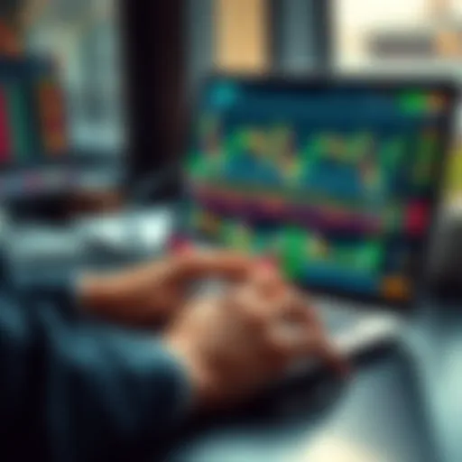 A person analyzing financial charts and graphs on a laptop with stock market data