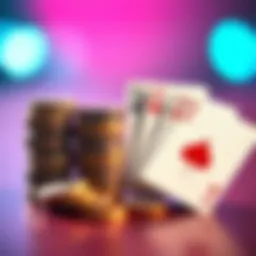 A side-by-side comparison of a stack of coins symbolizing investments and a deck of cards representing gambling activities.