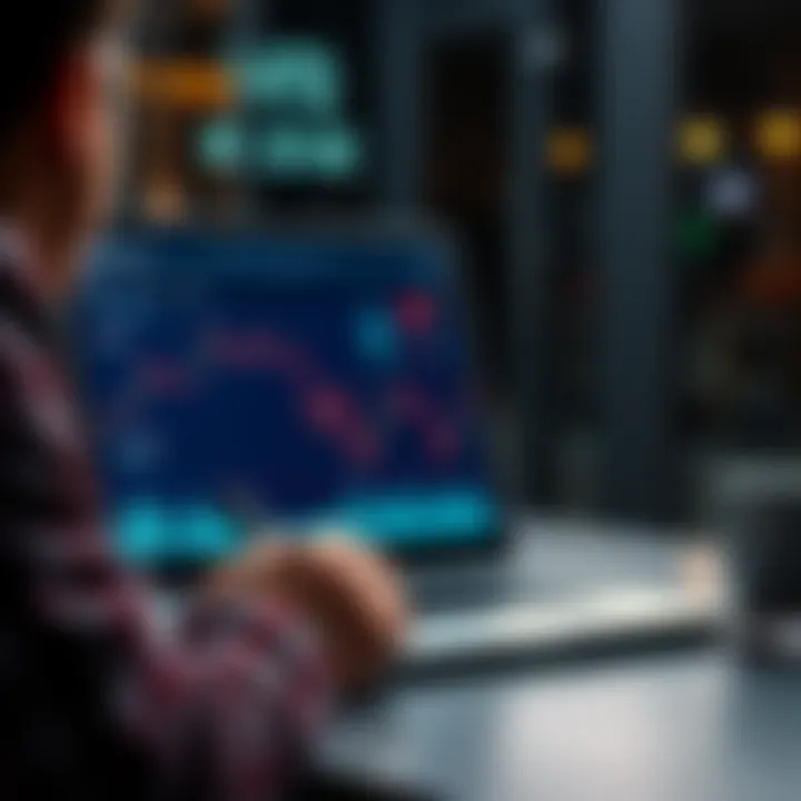 A person analyzing investment options for $NSDQ compared to a traditional 401(k) plan, with charts and graphs on a laptop screen in front of them.