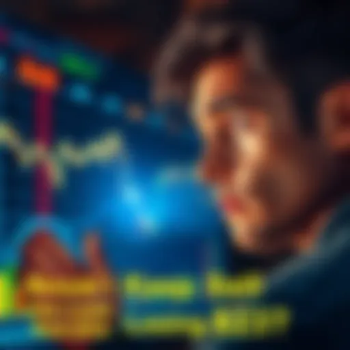 A person looking at a financial chart with a concerned expression, pondering whether to keep or sell their investment.