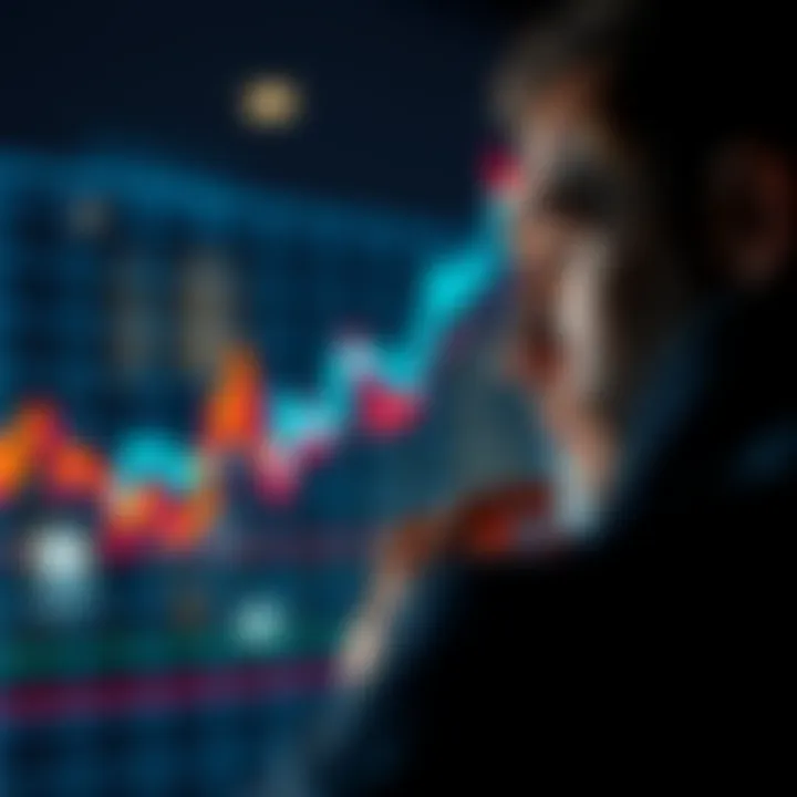 A person looking at a graph with falling and rising lines, contemplating past investment decisions and missed opportunities.