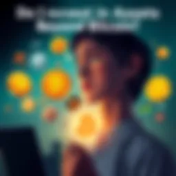 A person looking at different investment options, with Bitcoin and various other assets illustrated around them.