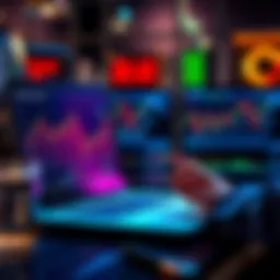 A person reviewing financial charts and market trends on a laptop with a thoughtful expression