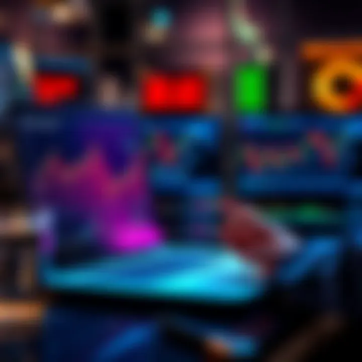 A person reviewing financial charts and market trends on a laptop with a thoughtful expression