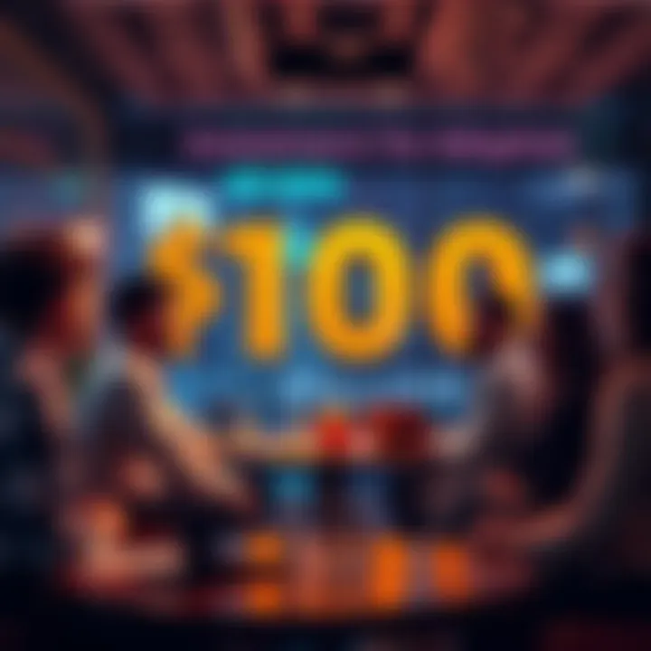 A visual representation of a $100 million investment for adoption, showing people discussing potential projects and benefits in a collaborative setting.
