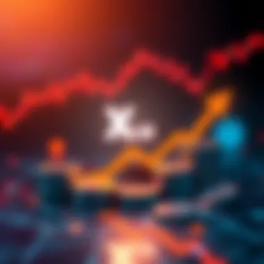 A graphic showing XLM logo with rising arrow and coins representing investment growth