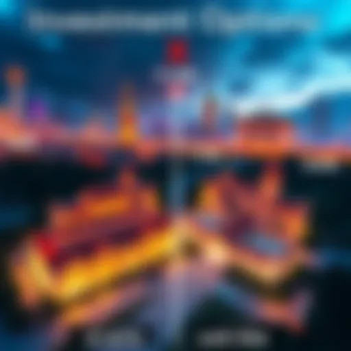 A visual comparison of 25 small parcels and one large legendary upgrade, showing potential rent returns from each investment type.